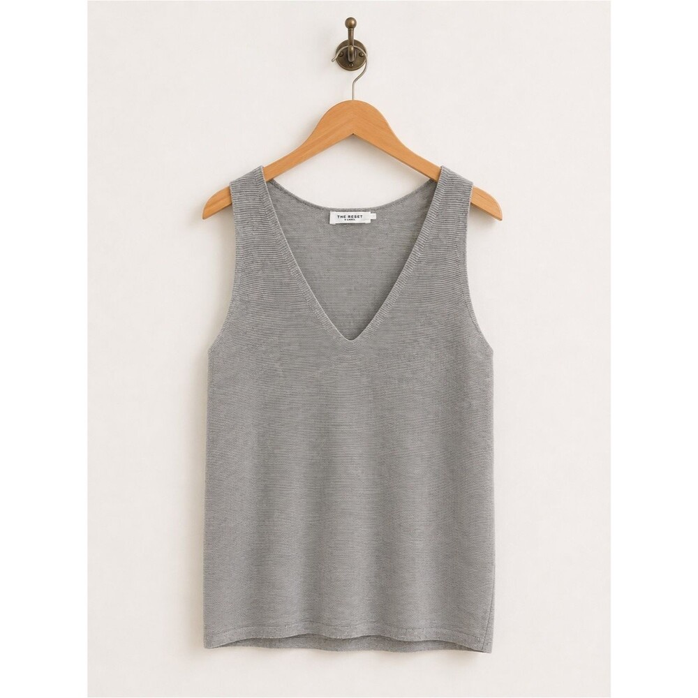 The Reset R Label 100% Wool Knit Sweater Vest Light Gray extra small